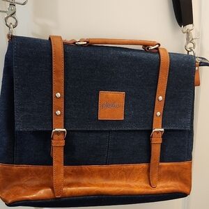 Denim Blue and Brown Bag